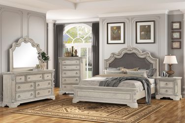 coventry tobacco bedroom set Coventry Upholstered Panel Bedroom Set In Light Gray by Bernell