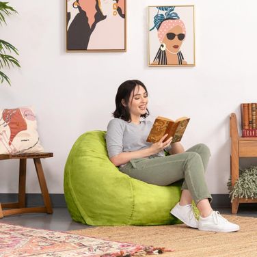 Foam Labs 3 Foot Round Bean Bag With Removable Cover In Lime by Jaxx Bean Bags 1StopBedrooms