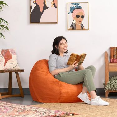 Foam Labs 3 Foot Round Bean Bag With Removable Cover In Mandarin by Jaxx Bean Bags 1StopBedrooms