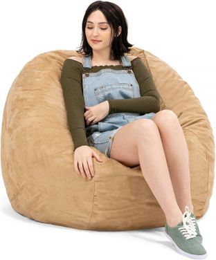 Foam Labs Sak 4 Foot Round Bean Bag With Removable Cover In Camel by Jaxx Bean Bags 1StopBedrooms