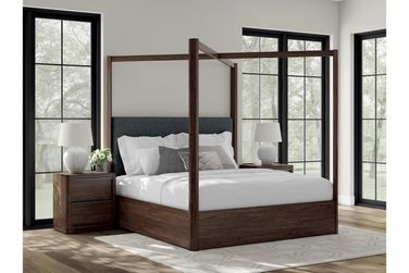Kendamor King Canopy Bed In Dark Brown
