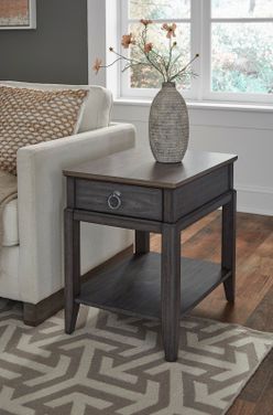 two tone gray and white end tables