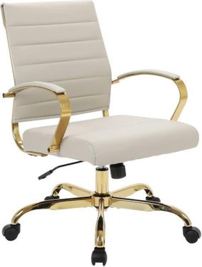 Leisuremod Benmar Home Leather Office Chair With Gold Frame BOG19TL 1StopBedrooms