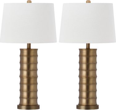 Linus Inch Brass Column Table Lamp Set of by Safavieh