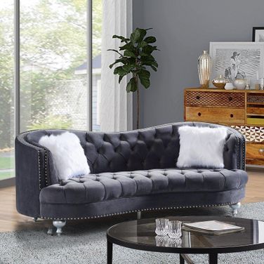 Lori Grey Velvet Tuxedo Arm Sofa by Premier Home 1StopBedrooms