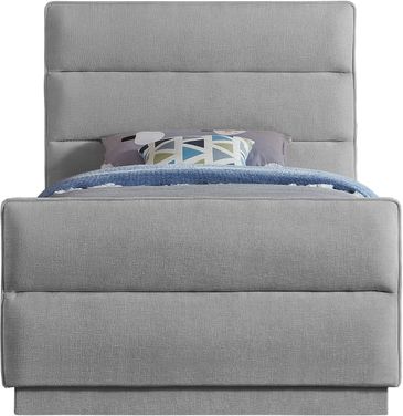 Paxton Chenille Fabric Twin Bed In Grey by Meridian 1StopBedrooms