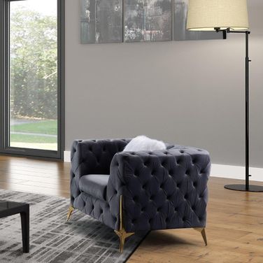Dark grey velvet chair hotsell