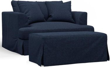 Sunset Trading Newport Slipcovered 52 Inch Wide Chair And A Half