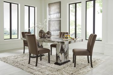 Zendalia Dining Room Set In Beige and Dark Brown by Ashley