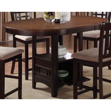 Lavon Oval Counter Height Table Light Chestnut and Espresso