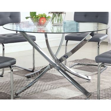 Beckham Round Dining Table Chrome and Clear