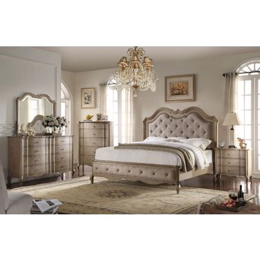 Acme Chelmsford Upholstered Bedroom Set in Antique Taupe