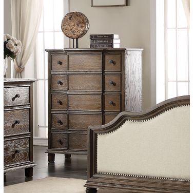 Acme Baudouin 5-Drawer Chest in Weathered Oak
