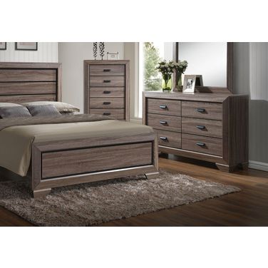 Acme Lyndon Panel Bedroom Set in Weathered Gray Grain