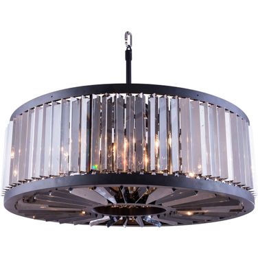 Chelsea 35.5" Matte Black 10 Light Chandelier With Silver Shade Royal Cut Crystal Trim