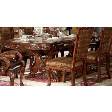 Acme Dresden Pedestal Dining Table in Brown Cherry Oak