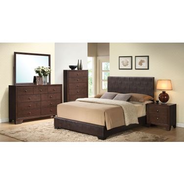 Madison Bedroom Set w/ Ireland Brown Upholstered Bed