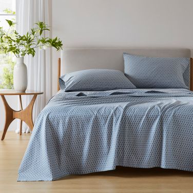 144 Thread Count Cotton Printed Cotton Sheets In Blue Diamond