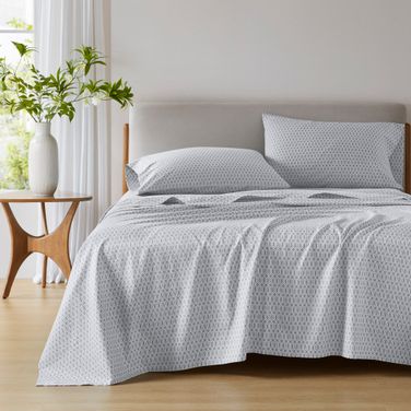 144 Thread Count Cotton Printed Cotton Sheets In Grey Diamond