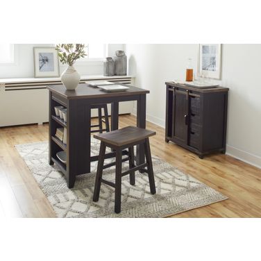 Madison County 3 Piece Counter Height Dining Set In Vintage Black