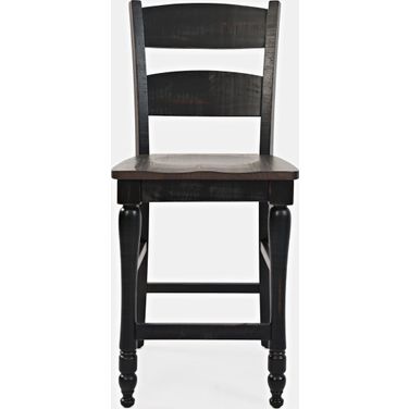 Madison County Ladderback Counter Stool Set of 2 In Vintage Black