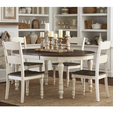 Madison County Vintage White Extendable Round Dining Room Set