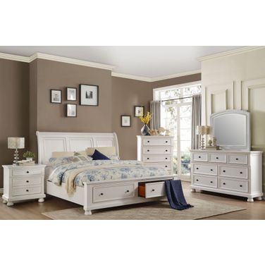 Laurelin White Sleigh Storage Bedroom Set