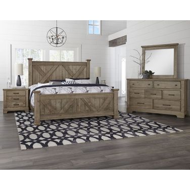 Cool Rustic Stone Grey X Style Bedroom Set