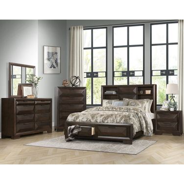 Chesky Warm Espresso Platform Storage Bedroom Set