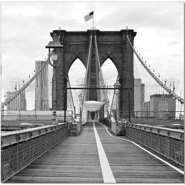 Black and White Brooklyn Bridge Flag Wall Art