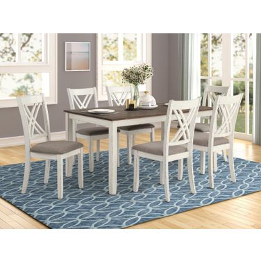 Fortress 7-piece Dining Set Chestnut and Vintage White