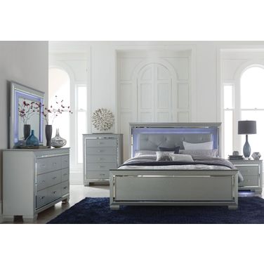 Allura Silver Panel Bedroom Set