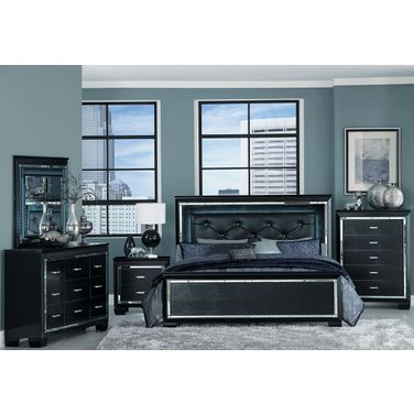 Allura Black Upholstered Panel Bedroom Set
