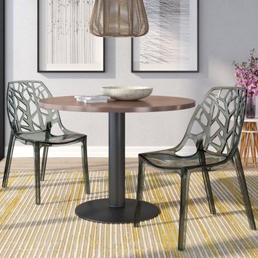 2 LeisureMod Cornelia Transparent Black Dining Chairs