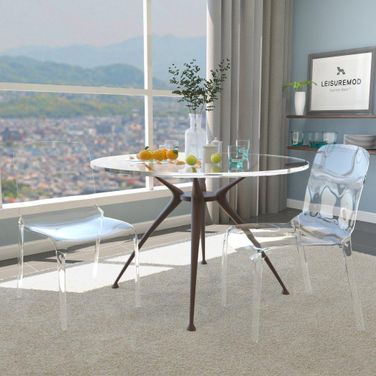 2 LeisureMod Murray Clear Dining Chairs