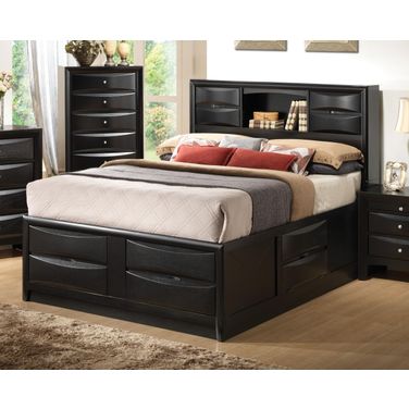 Briana Queen Platform Storage Bed Black