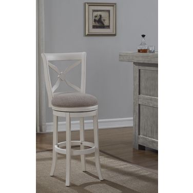 26" Wood Frame Back Bar Stool In White
