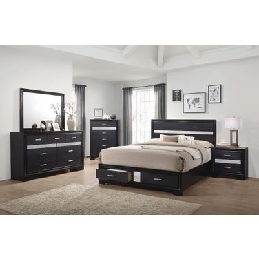 Miranda Black Platform Storage Bedroom Set