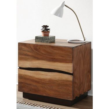 Winslow 2 drawer Nightstand Smokey Walnut and Coffee Bean