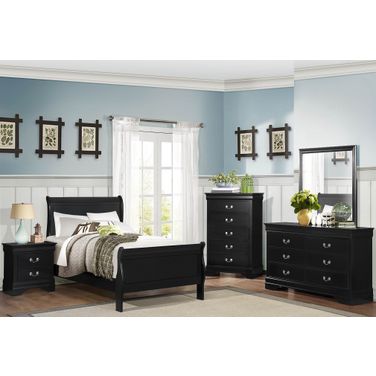 Mayville Burnished Black Youth Sleigh Bedroom Set