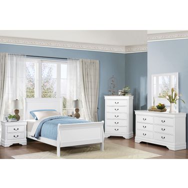 Mayville Burnished White Youth Sleigh Bedroom Set