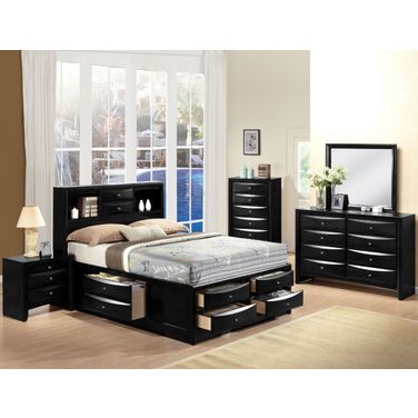 Ireland Black Bookcase Storage Bedroom Set