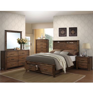 Merrilee Oak Panel Storage Bedroom Set
