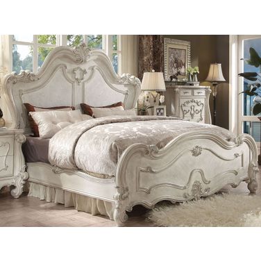 Versailles Bone White King Panel Bed