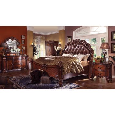 Acme Vendome Panel Bedroom Set with Button Tufted Headboard in Cherry