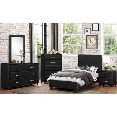 Lorenzi Black Youth Upholstered Platform Bedroom Set