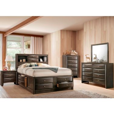 Ireland Gray Oak Bookcase Storage Bedroom Set