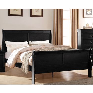 Louis Philippe Black King Sleigh Bed