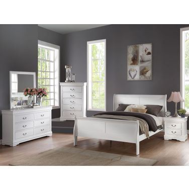 Louis Philippe White Sleigh Bedroom Set