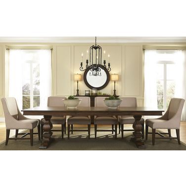 Armand Brown Extendable Pedestal Dining Room Set